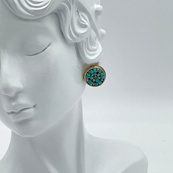 Chicos 5 in 10K Gold Plated & Turquoise Seed Bead Pierced Post Earrings - Picture 4 of 4